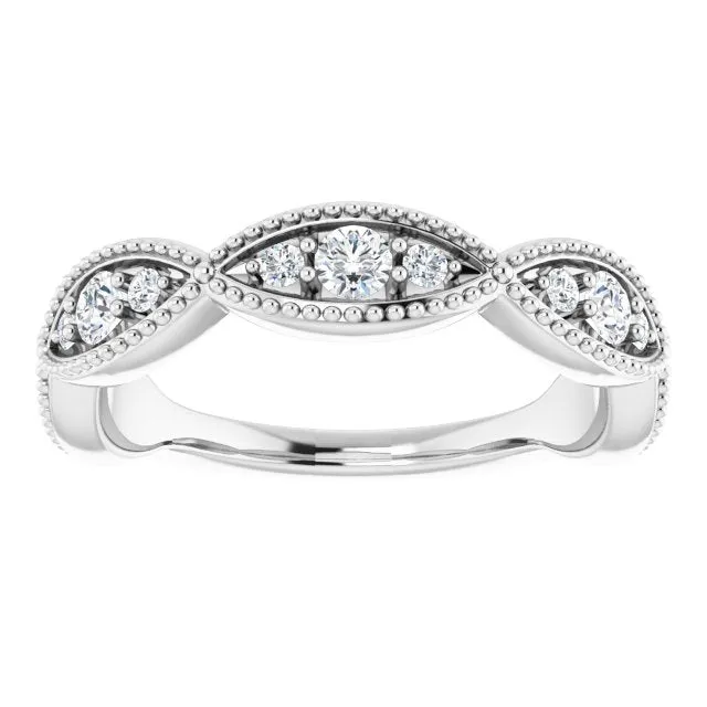 0.50 ct. Round Cut Diamond Wedding Band Milgrain Accent Ring