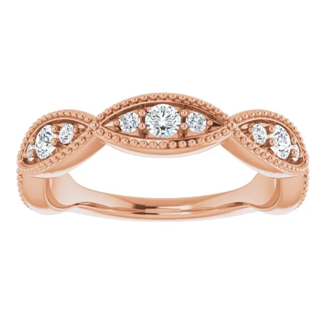 0.50 ct. Round Cut Diamond Wedding Band Milgrain Accent Ring