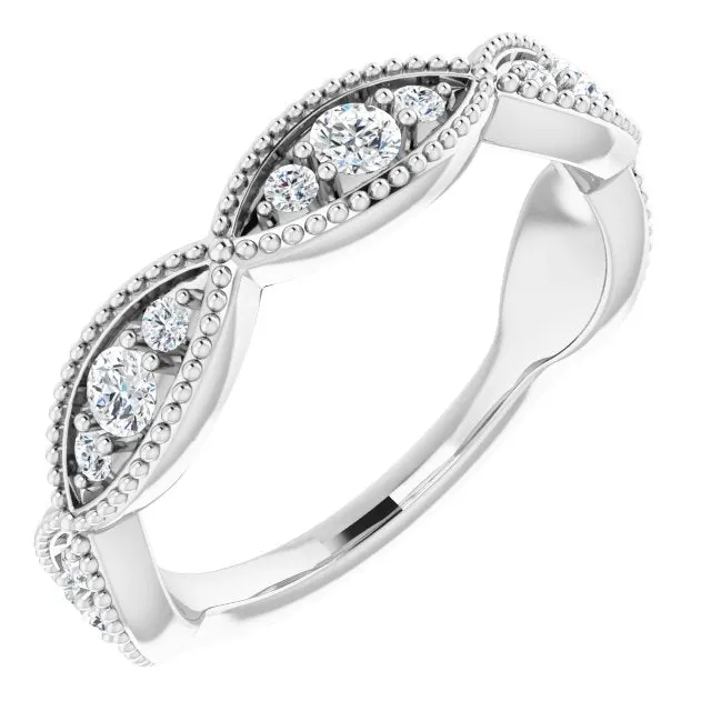 0.50 ct. Round Cut Diamond Wedding Band Milgrain Accent Ring