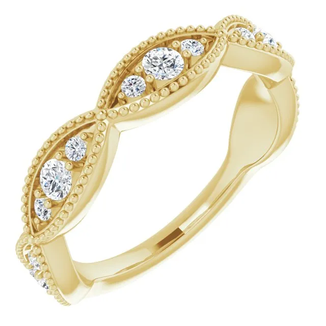 0.50 ct. Round Cut Diamond Wedding Band Milgrain Accent Ring