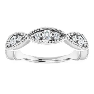 0.50 ct. Round Cut Diamond Wedding Band Milgrain Accent Ring