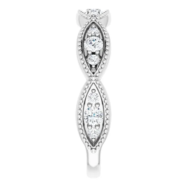 0.50 ct. Round Cut Diamond Wedding Band Milgrain Accent Ring