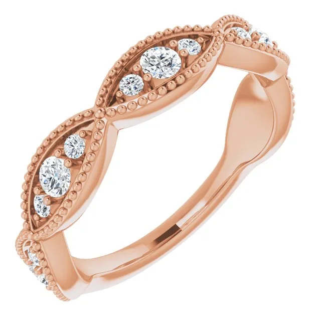 0.50 ct. Round Cut Diamond Wedding Band Milgrain Accent Ring