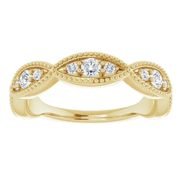 0.50 ct. Round Cut Diamond Wedding Band Milgrain Accent Ring