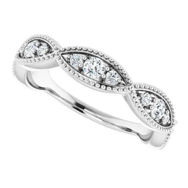0.50 ct. Round Cut Diamond Wedding Band Milgrain Accent Ring
