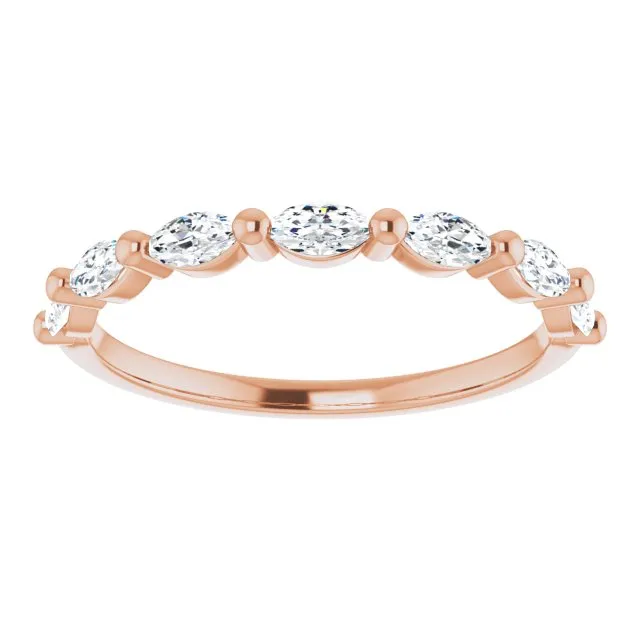 0.70 ct. East West Set Marquise Diamond Shared Prong Wedding Band