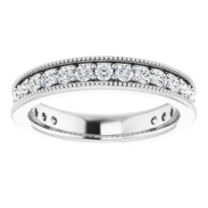0.75 ct. Round Cut Diamond Milgrain Accent Wedding Band