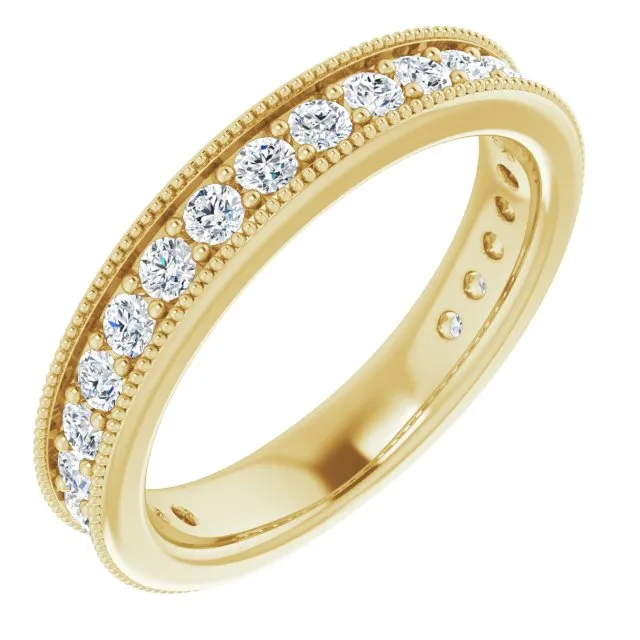 0.75 ct. Round Cut Diamond Milgrain Accent Wedding Band