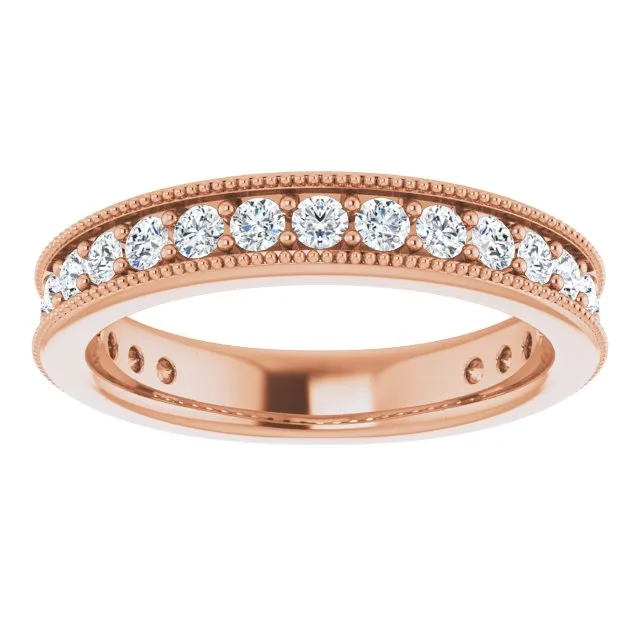 0.75 ct. Round Cut Diamond Milgrain Accent Wedding Band