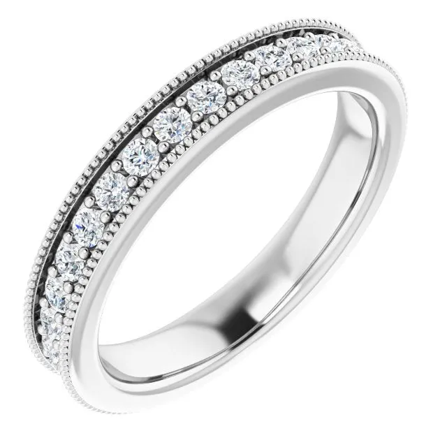 0.75 ct. Round Cut Diamond Milgrain Accent Wedding Band