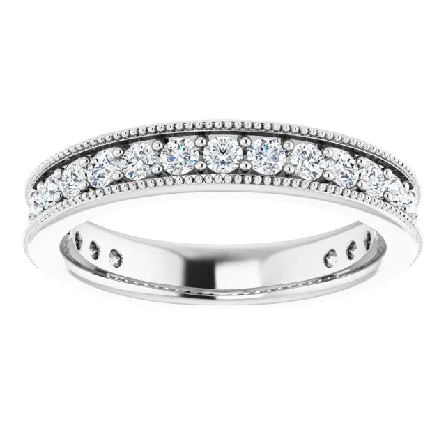 0.75 ct. Round Cut Diamond Milgrain Accent Wedding Band