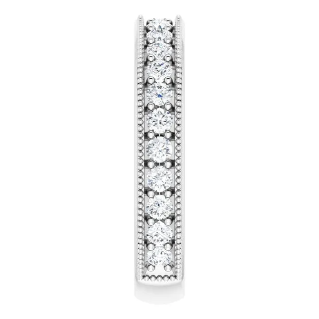 0.75 ct. Round Cut Diamond Milgrain Accent Wedding Band