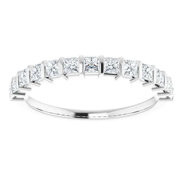 0.78 ct. Princess Cut Diamond Wedding Band Bar Set Anniversary Ring