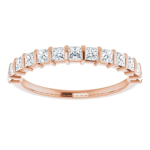 0.78 ct. Princess Cut Diamond Wedding Band Bar Set Anniversary Ring