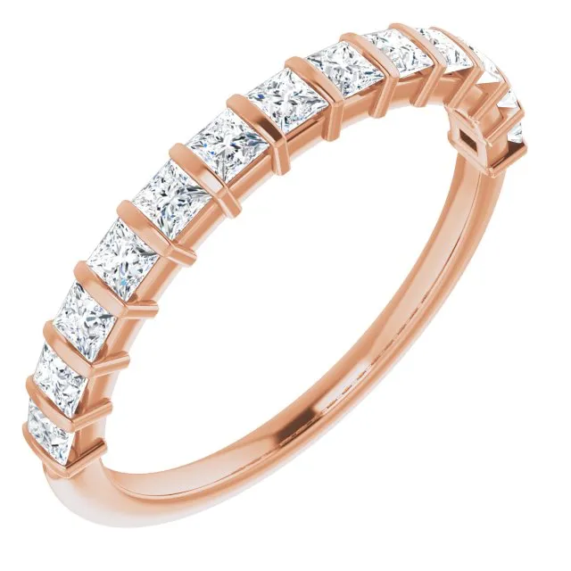 0.78 ct. Princess Cut Diamond Wedding Band Bar Set Anniversary Ring