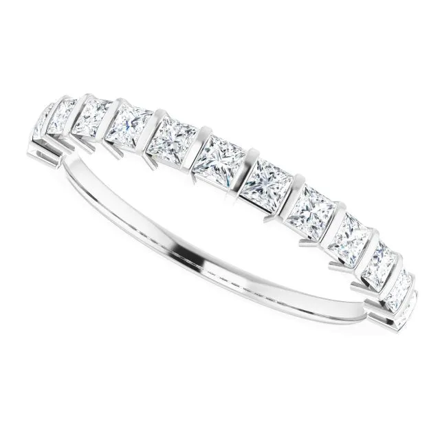 0.78 ct. Princess Cut Diamond Wedding Band Bar Set Anniversary Ring