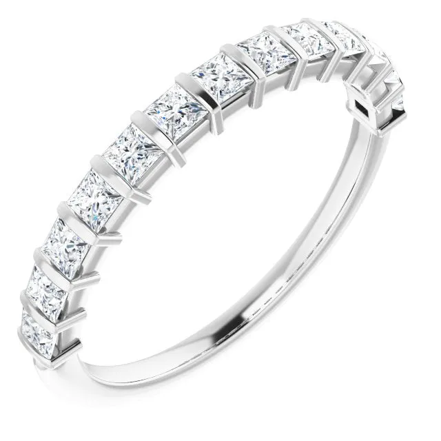 0.78 ct. Princess Cut Diamond Wedding Band Bar Set Anniversary Ring