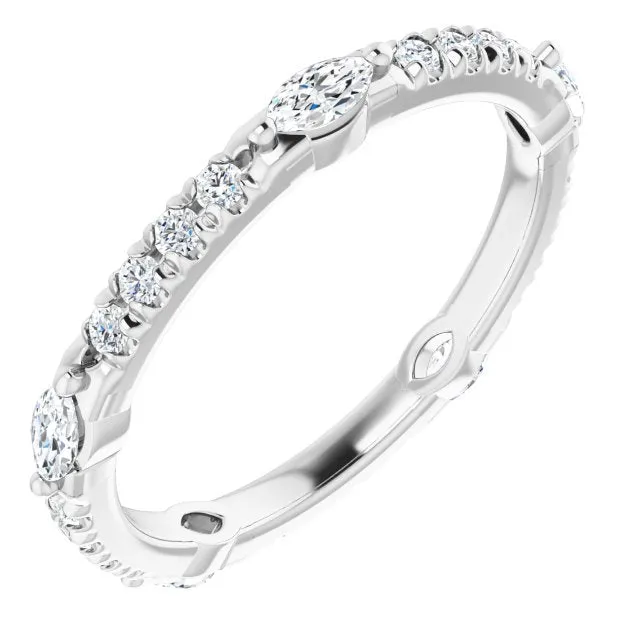 0.80 ct. Prong Set  Marquise & Round Diamond Eternity Band