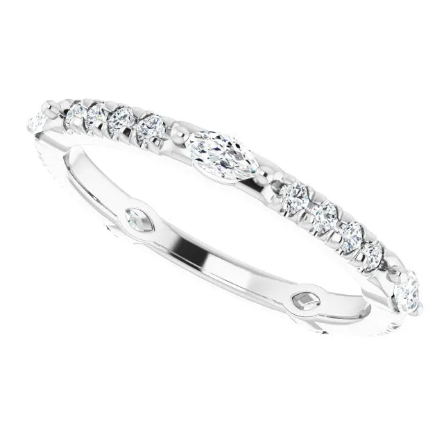 0.80 ct. Prong Set  Marquise & Round Diamond Eternity Band