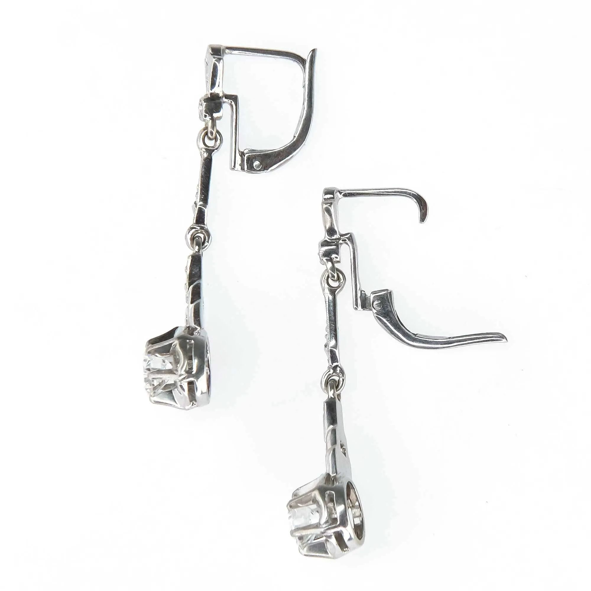 0.82ctw Round Diamond Vintage Buttercup Dangle Earrings in 18K White Gold