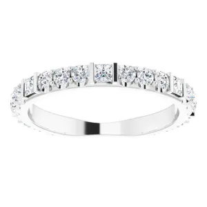 0.84 ct.  Princess & Round Cut Diamond Wedding Band