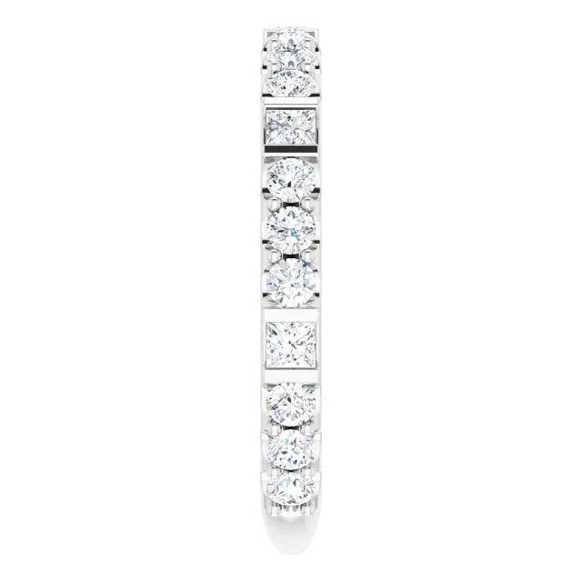 0.84 ct.  Princess & Round Cut Diamond Wedding Band