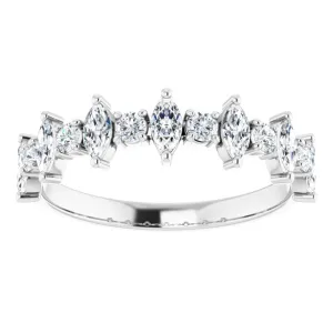0.88 ct. Prong Set Marquise And Round Diamond Wedding Band