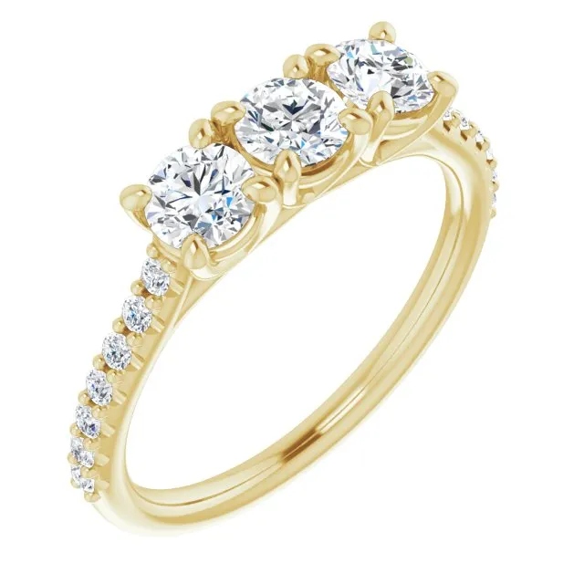 0.90 ct.  Round Cut Diamond Wedding Band 3 Stone Anniversary Ring