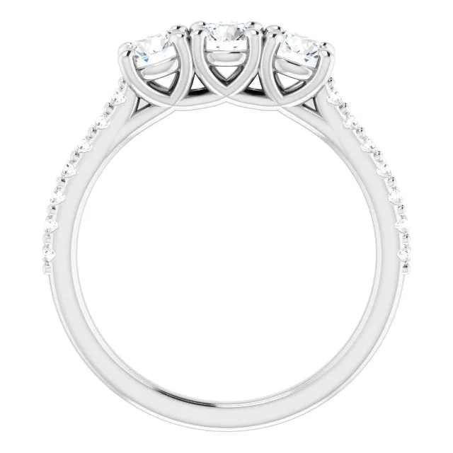 0.90 ct.  Round Cut Diamond Wedding Band 3 Stone Anniversary Ring