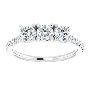 0.90 ct.  Round Cut Diamond Wedding Band 3 Stone Anniversary Ring