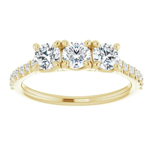 0.90 ct.  Round Cut Diamond Wedding Band 3 Stone Anniversary Ring
