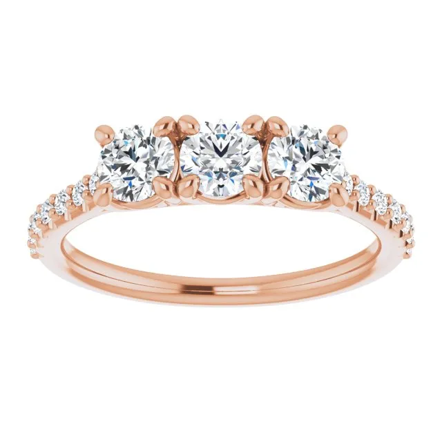 0.90 ct.  Round Cut Diamond Wedding Band 3 Stone Anniversary Ring
