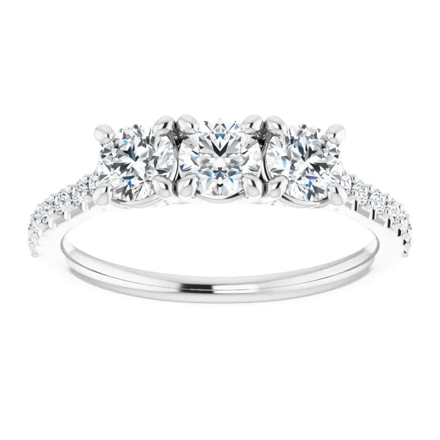 0.90 ct.  Round Cut Diamond Wedding Band 3 Stone Anniversary Ring
