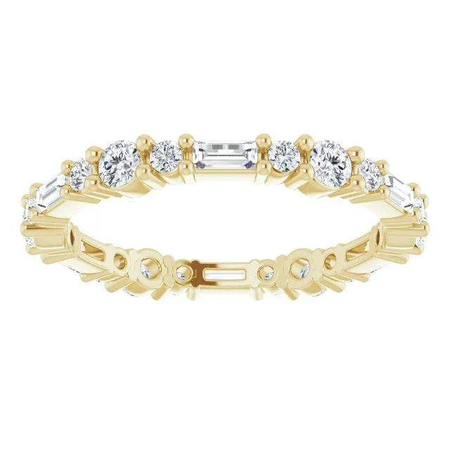 0.96 ct.  Baguette & Round Diamond Eternity Band