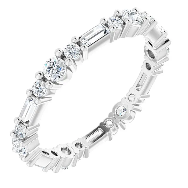 0.96 ct.  Baguette & Round Diamond Eternity Band