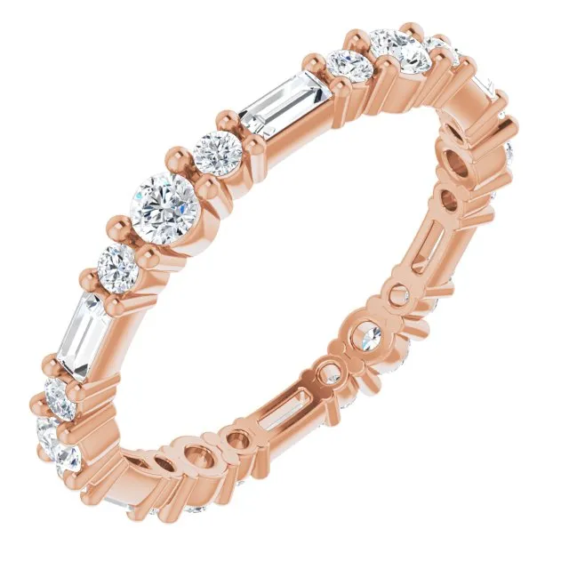 0.96 ct.  Baguette & Round Diamond Eternity Band
