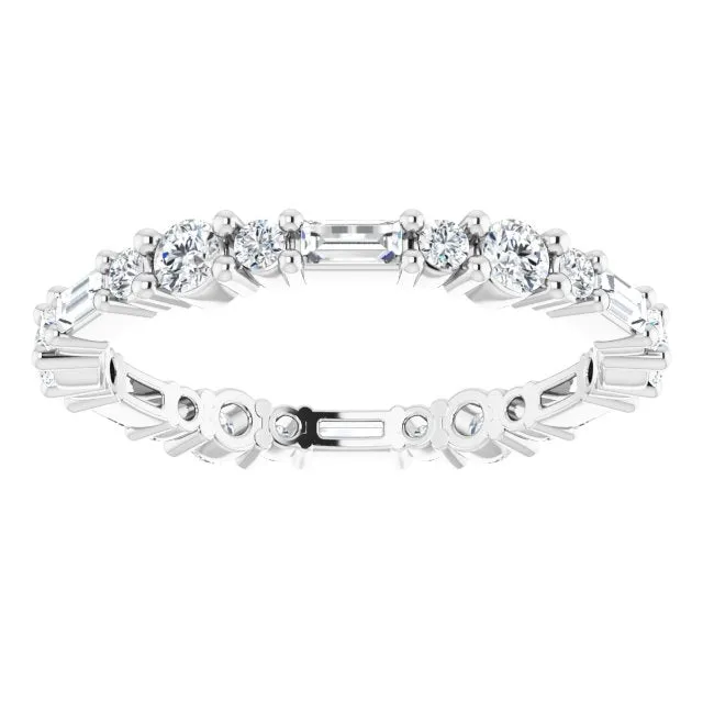 0.96 ct.  Baguette & Round Diamond Eternity Band