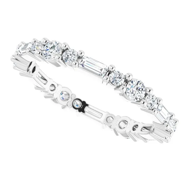 0.96 ct.  Baguette & Round Diamond Eternity Band