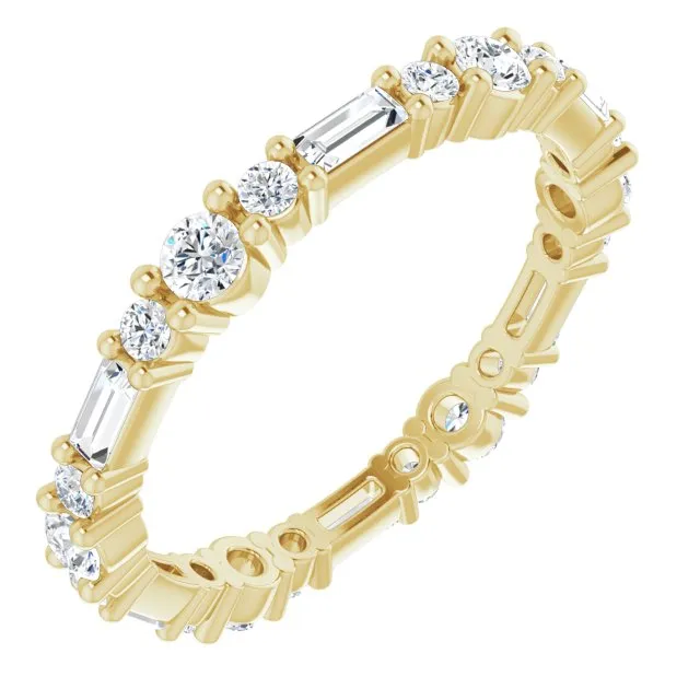 0.96 ct.  Baguette & Round Diamond Eternity Band