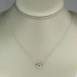 0.98ct Round Diamond Solitaire 18" Bezel Pendant Necklace in 14K White Gold