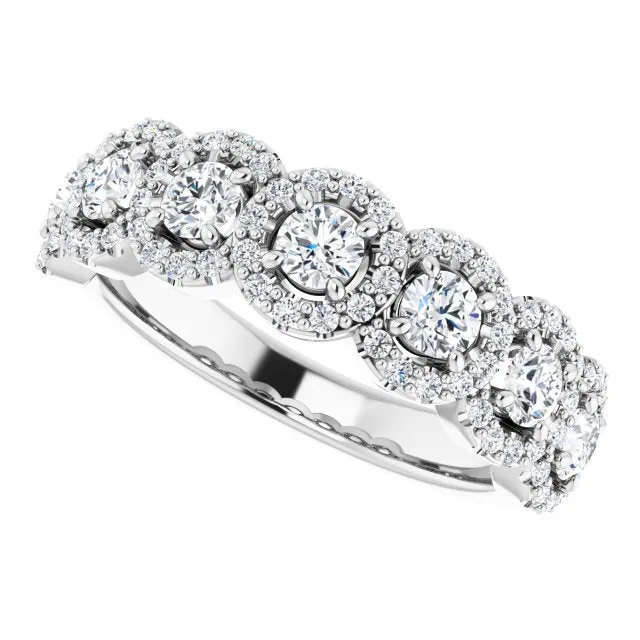 1.00 ct. Round Cut Diamond Halo Design Wedding Band