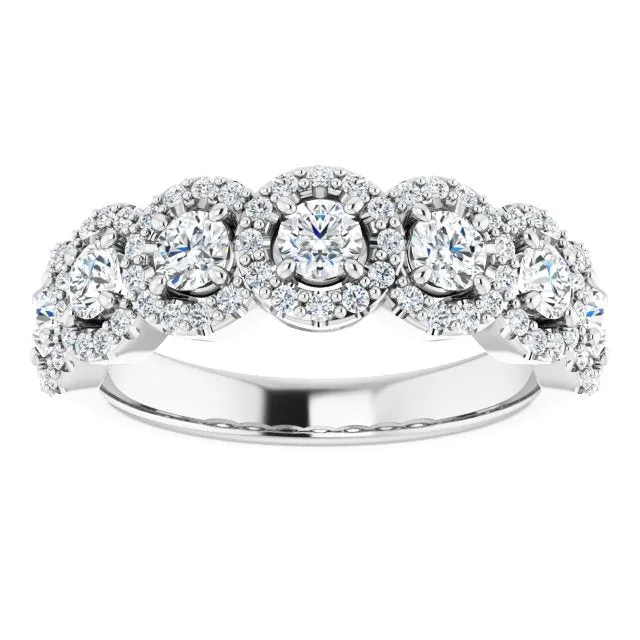 1.00 ct. Round Cut Diamond Halo Design Wedding Band