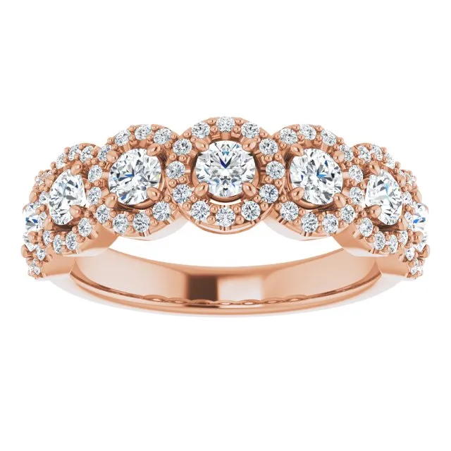 1.00 ct. Round Cut Diamond Halo Design Wedding Band