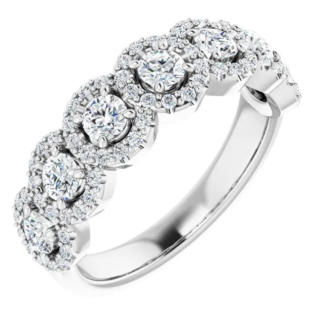 1.00 ct. Round Cut Diamond Halo Design Wedding Band