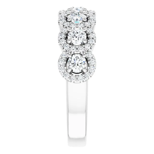 1.00 ct. Round Cut Diamond Halo Design Wedding Band