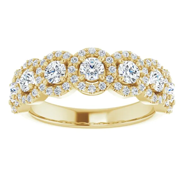1.00 ct. Round Cut Diamond Halo Design Wedding Band