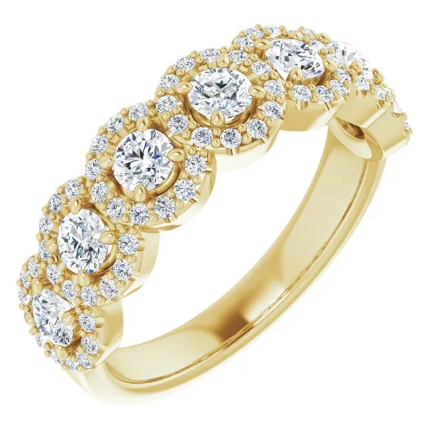 1.00 ct. Round Cut Diamond Halo Design Wedding Band