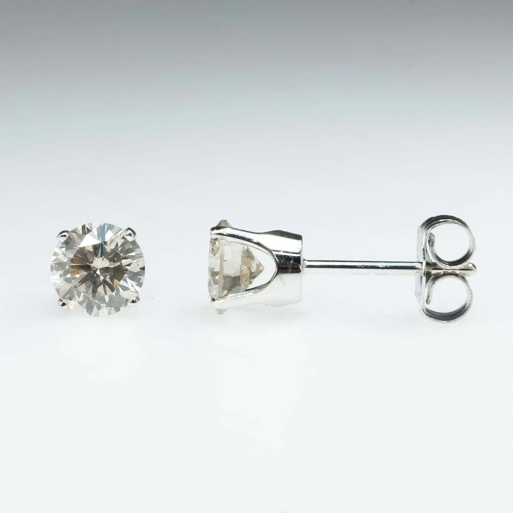 1.00ctw Round Diamond Stud Earrings in 14K White Gold