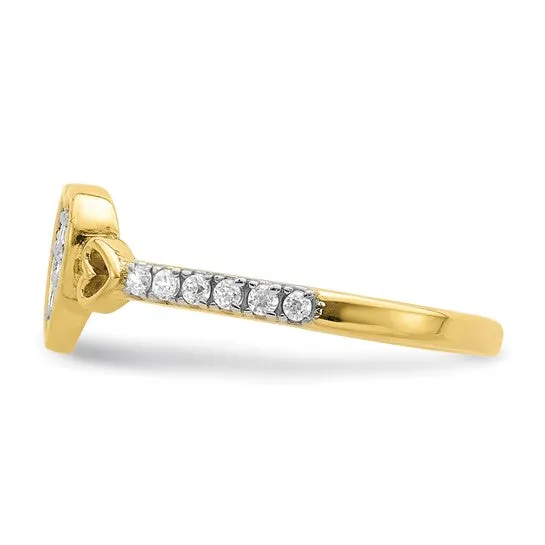 10k Gold CZ Delicate Fancy Heart Ring