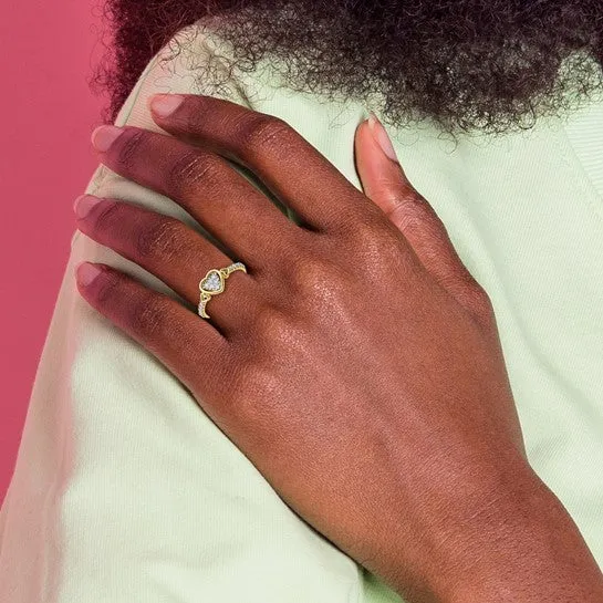 10k Gold CZ Delicate Fancy Heart Ring